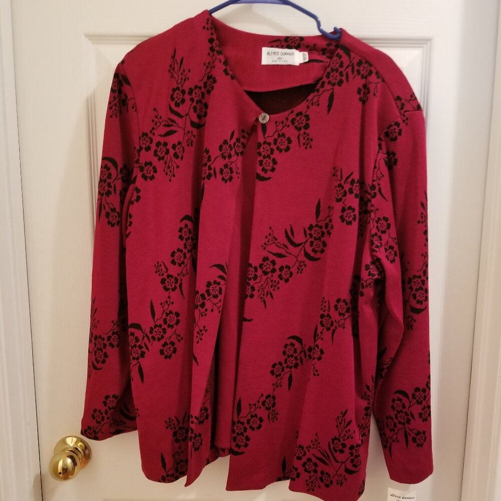Alfred Dunner two in one shirt, red/black, long sleeves, new with tags. Size 2X.